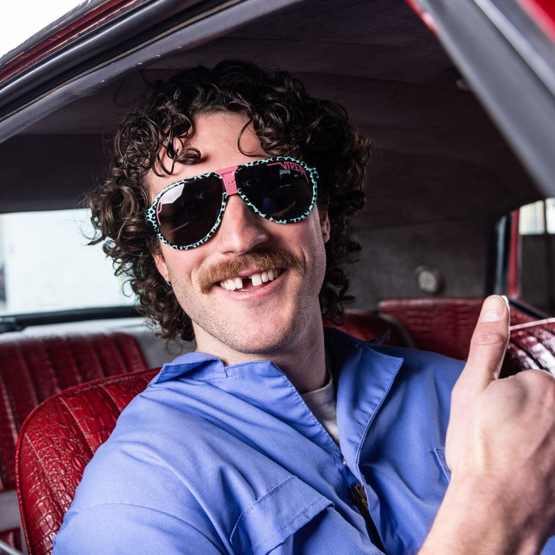 / Polarized Smoke | computer.JPG | Man gives a thumbs up while wearing The Marissa’s Nails Jethawk with a Polarized Smoke lens from Pit Viper Sunglasses
