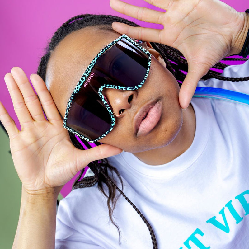 | photo_of_person.JPG | The Try-Hard Marissa's Nails from Pit Viper, sport blade sunglasses for cyclists, runners, marathoners and you