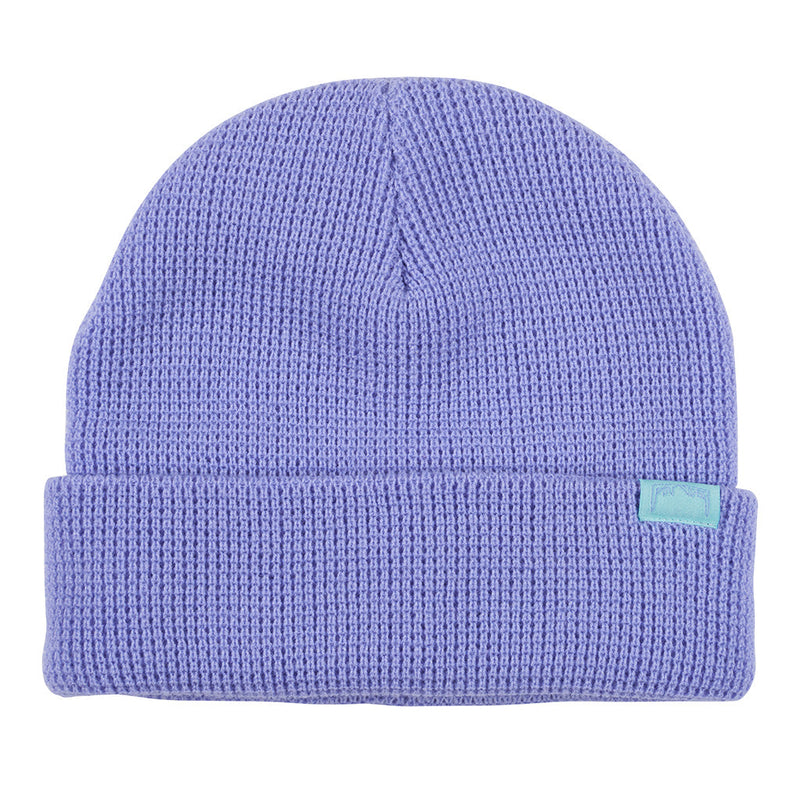| full_frontal.JPG | Photo of a purple knit beanie laying flat against a white background