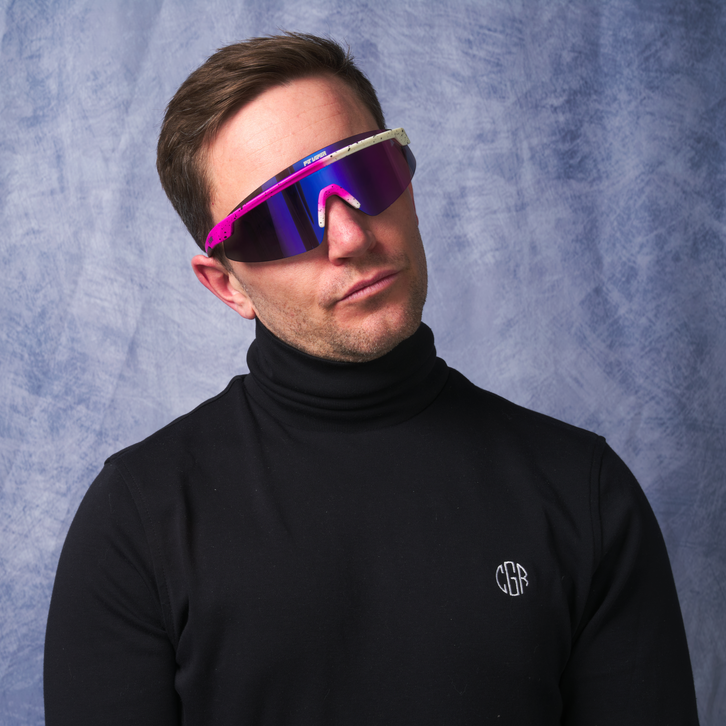 / Z87+ Pink-Purple | photo_of_person_2.JPG | The Domestique Skysurfer, safety rated sunglasses from Pit Viper