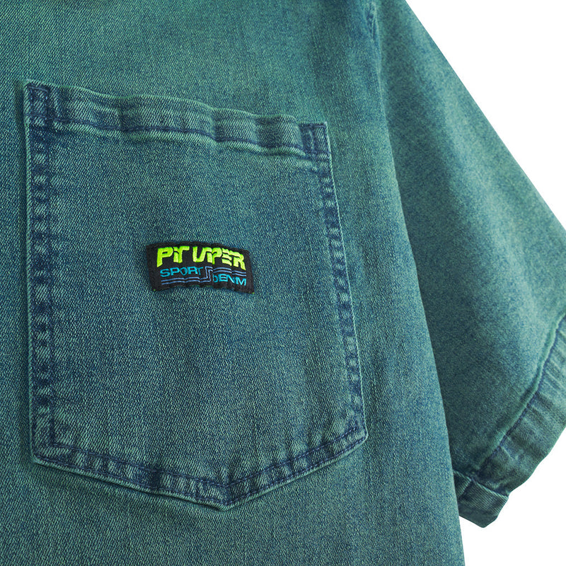 | isnt_this_nice.JPG | The Rec Center Sport Denim Short Sleeve shirt, button down, stretchy shirt from Pit Viper