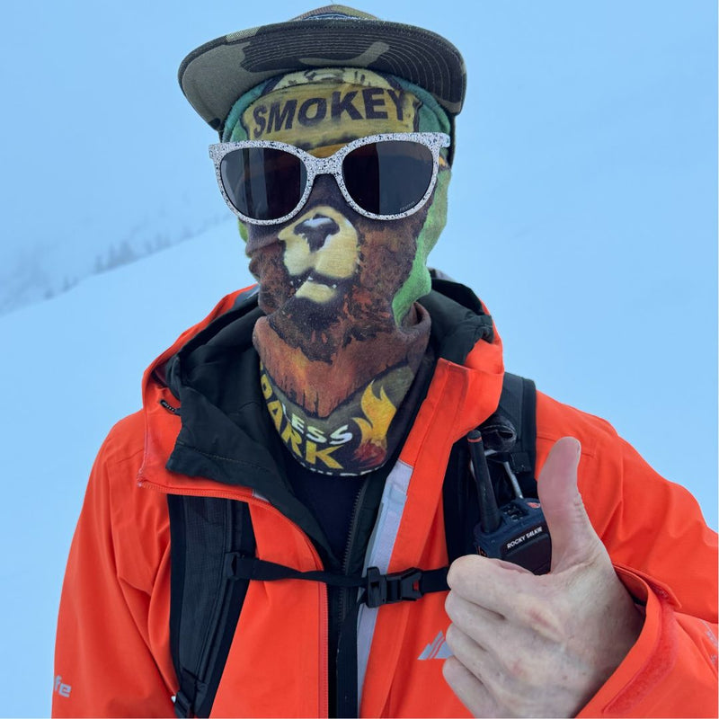 / Smoke | photo_of_person_2.JPG | Man with buff wears The Schist Fondue with a Smoke lens from Pit Viper Sunglasses