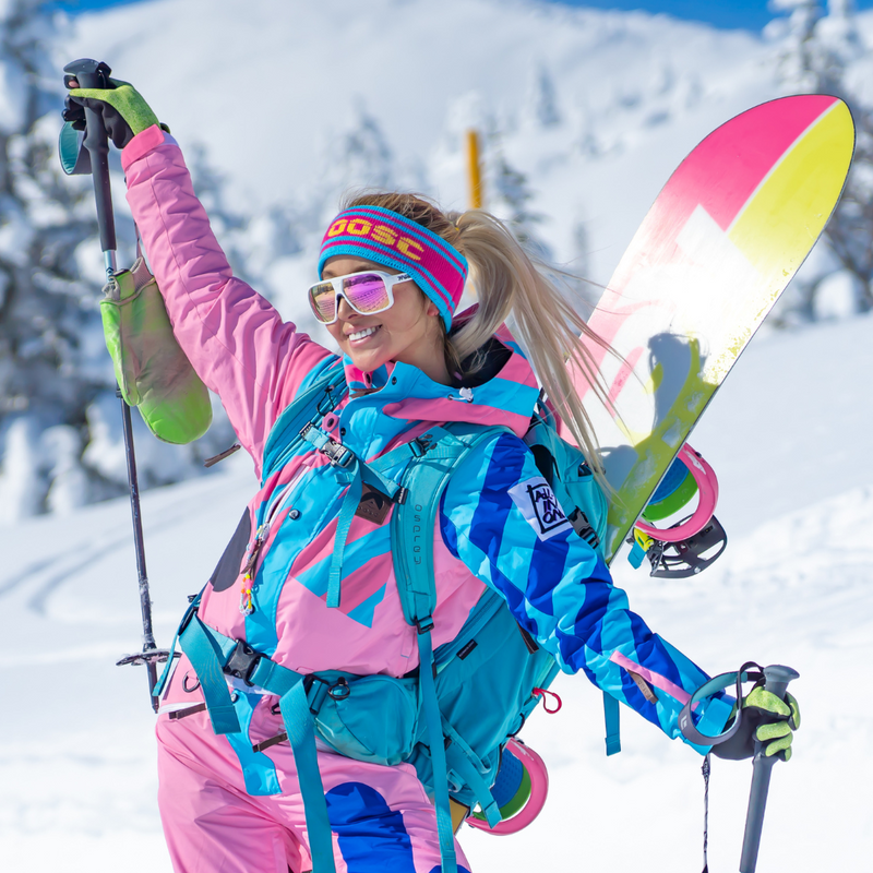 / Pink | photo_of_person.JPG | Woman posing while skiing wearing Pit Viper Sunglasses