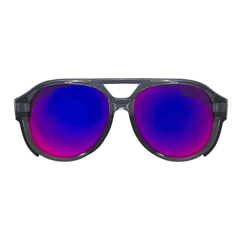 Polarized Z87+ Purple  | full_frontal.JPG | The Smoke Show Exciter, glacier glasses from pit viper with a grey translucent frame and purple lens