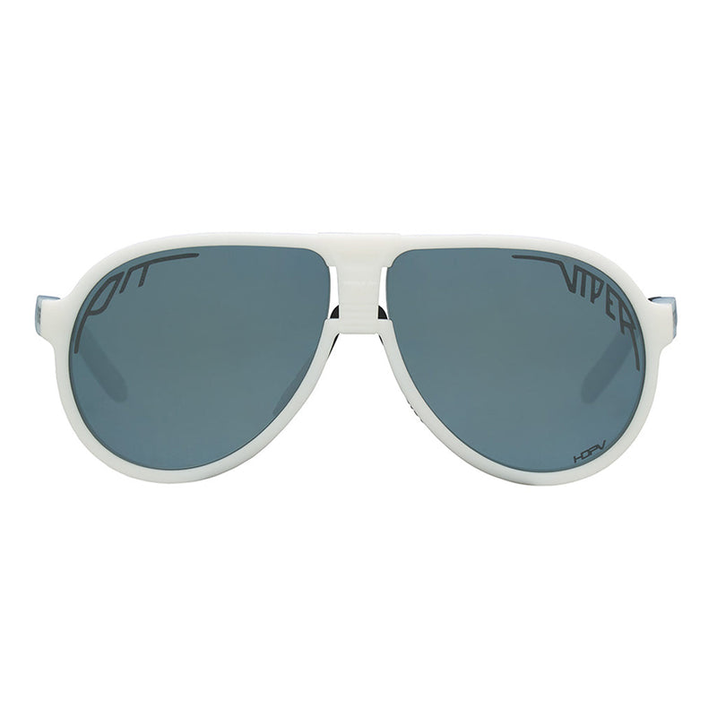 / Polarized Silver | full_frontal.JPG | The Miami Nights Jethawk from pitviper, white framed aviator sunglasses