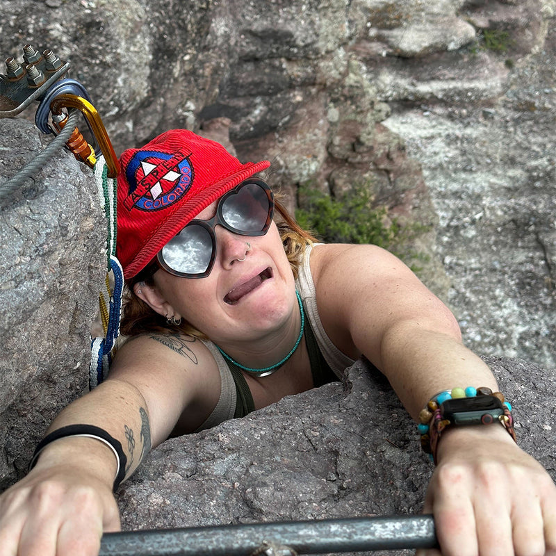  | photo_of_person.JPG | Woman rock climbing in The Landlocked Admirer from Pit Viper Sunglasses