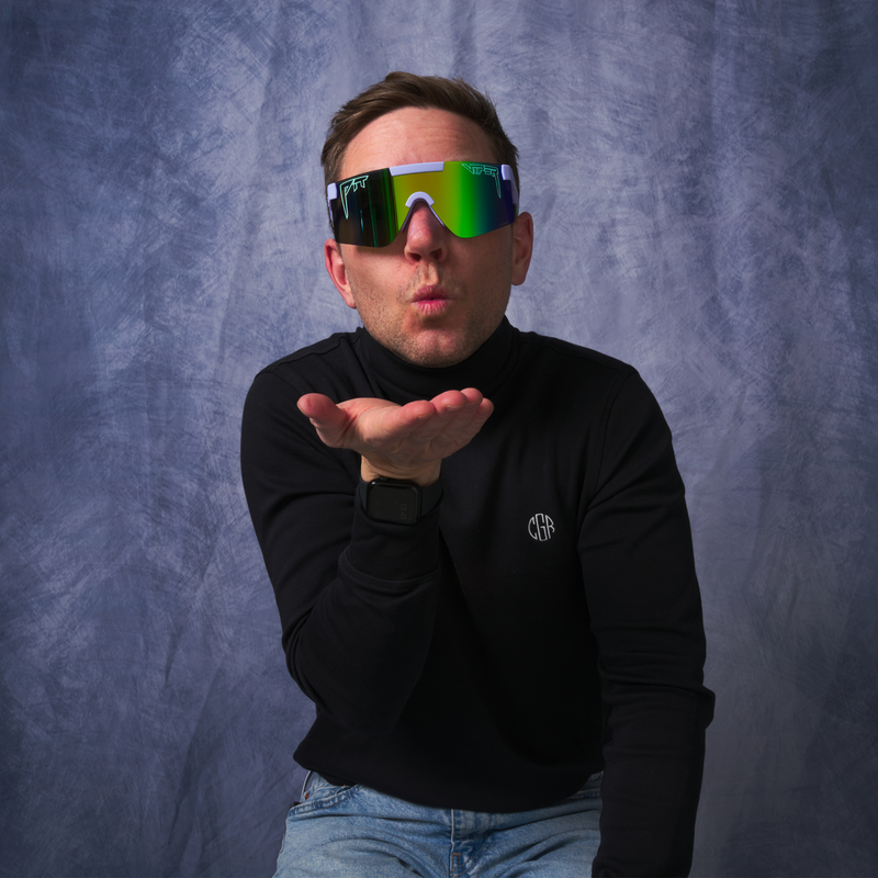 HDPV Polarized Blue-Green / Regular | full_frontal.JPG | The Moontower Original 2.0 Regular HDPV Polarized Blue-Green, shield style sunglasses from Pit Viper, polarized sunglasses from Pit Viper