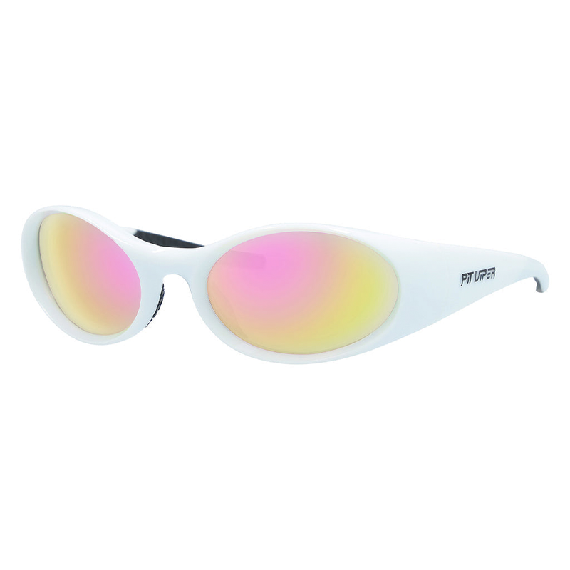 / Pink | side_view.JPG | The Miami Nights Slammer from Pit Viper, 1999 retro oval sunglasses from Pit Viper with a white frame and pink lens