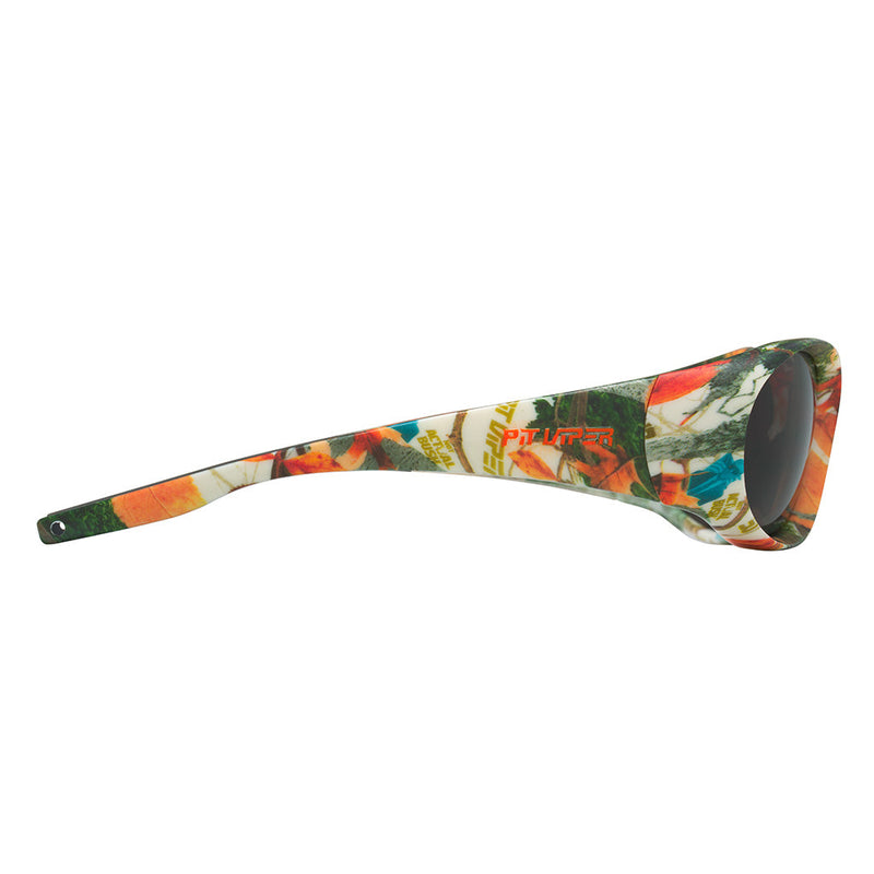 | even_more_side_view.JPG | The Actualbush Slammer by Pit Viper, 1999 retro oval sunglasses with deerstalker camouflage on the frame