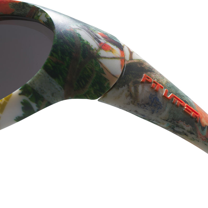 | im_ready_for_my_closeup.JPG | The Actualbush Slammer by Pit Viper, 1999 retro oval sunglasses with deerstalker camouflage on the frame