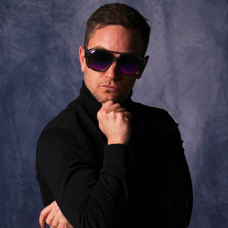 Polarized Z87+ Purple  | the_man_Steve.JPG | The Smoke Show Exciter, glacier glasses from pit viper with a grey translucent frame and purple lens