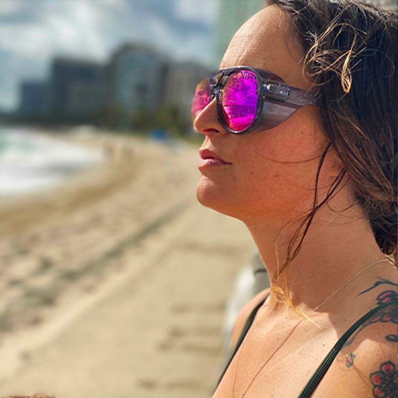 Polarized Z87+ Purple  | photo_of_person.JPG | The Smoke Show Exciters with a polarized Z87+ purple lens from Pit Viper Sunglasses